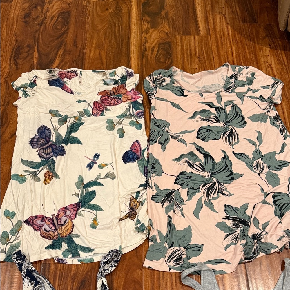 Four Soma Floral and Butterfly Pajama Camis - Cream and Pink